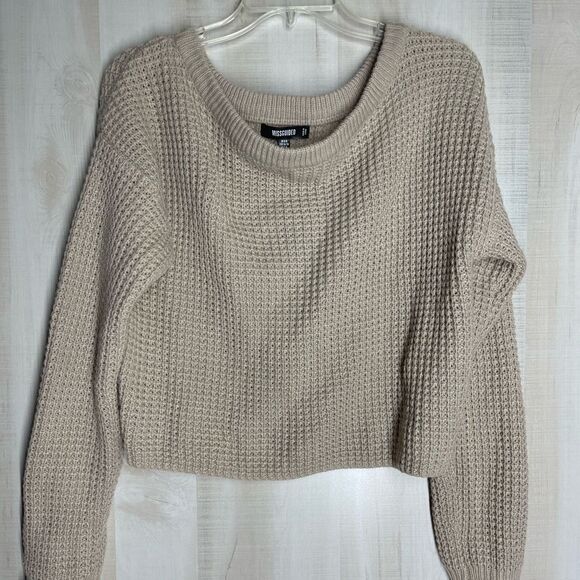 Missguided beige long sleeve crop sweater, size 2/4 - Picture 6 of 10